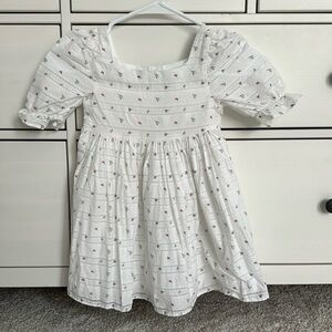 Janie and Jack White Floral Puff Sleeve Swiss dot Dress